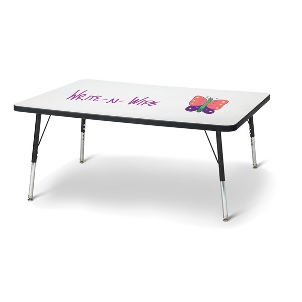 Berries Rectangle Dry Erase Table, 30 in. x 48 in., E-height, Write-n-Wipe/Black/Black